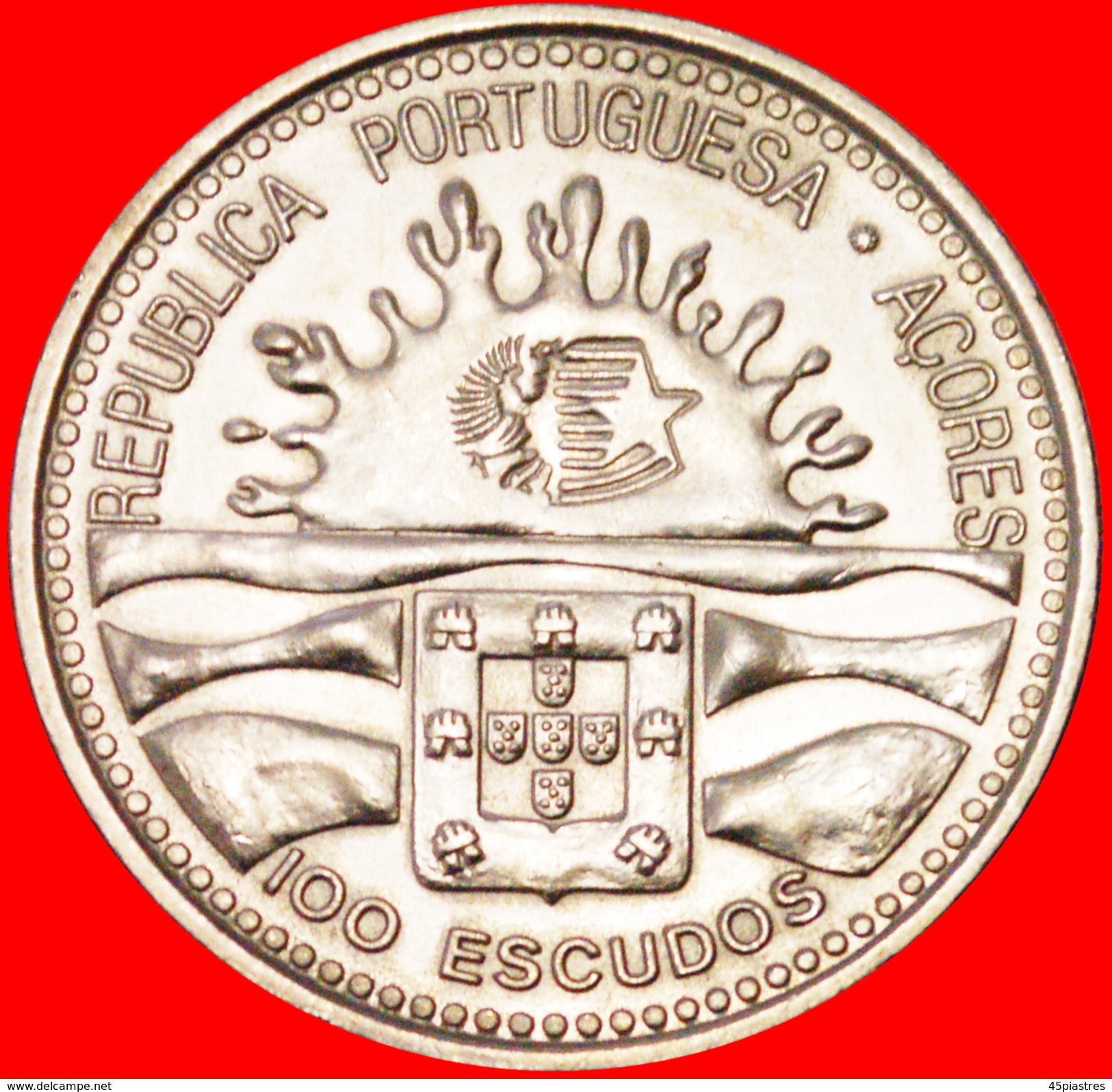 § GOSHAWK: AZORES &#x2605; 100 ESCUDOS 1895 1995 UNC MINT LUSTER! LOW START&#x2605; NO RESERVE! - Açores