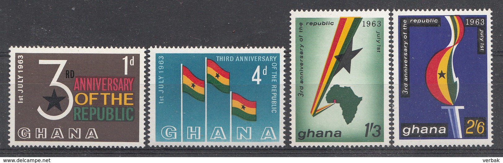 Ghana 1963 Mi.nr: 149-152  3.Jahre Republik  Neuf Sans Charniere /MNH / Postfris - Ghana (1957-...)