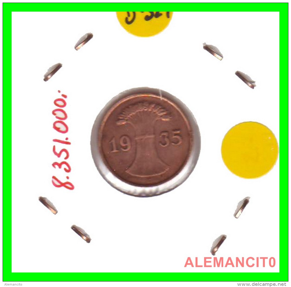 GERMANY  -   MONEDA  DE  1- REICHSPFENNIG  AÑO 1935 E   Bronze - 1 Rentenpfennig & 1 Reichspfennig