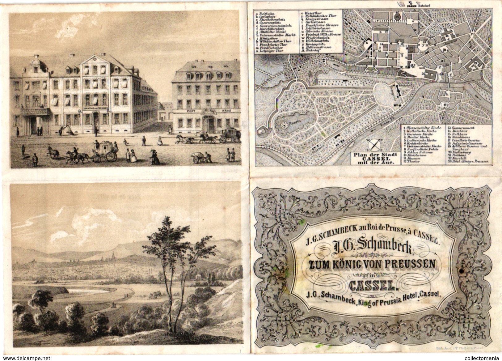 1 Carte De Visite Trade CARD HOTEL CASSEL KING OF PRUSSIA J.G. SCHAMBECK Roi De Prusse Litho Fischer CASSEL Deutschland - 1800 – 1899