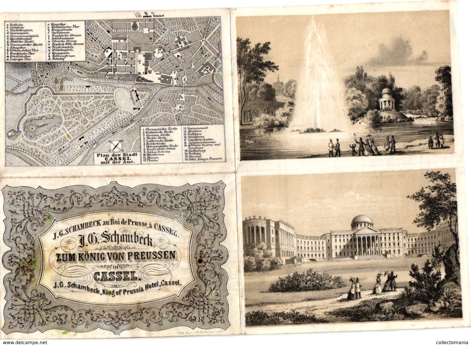 1 Carte De Visite Trade CARD HOTEL CASSEL KING OF PRUSSIA J.G. SCHAMBECK Roi De Prusse Litho Fischer CASSEL Deutschland - 1800 – 1899