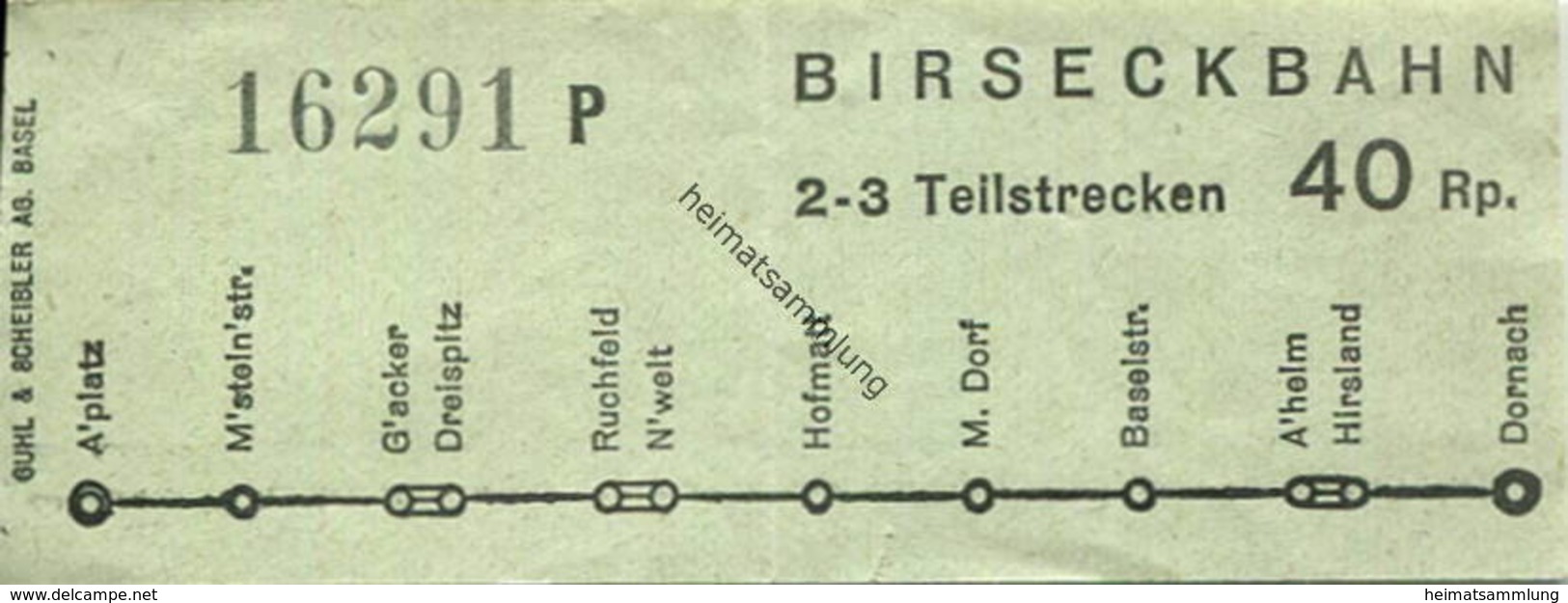 Schweiz - Birseckbahn - Fahrschein 40Rp. - Europa