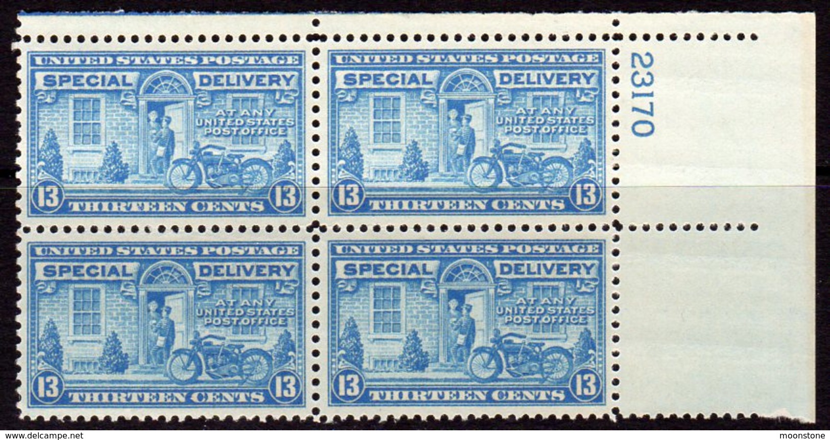 USA 1927-51 13c Special Delivery Plate Block Of 4, MNH (SG E649) - Nuevos