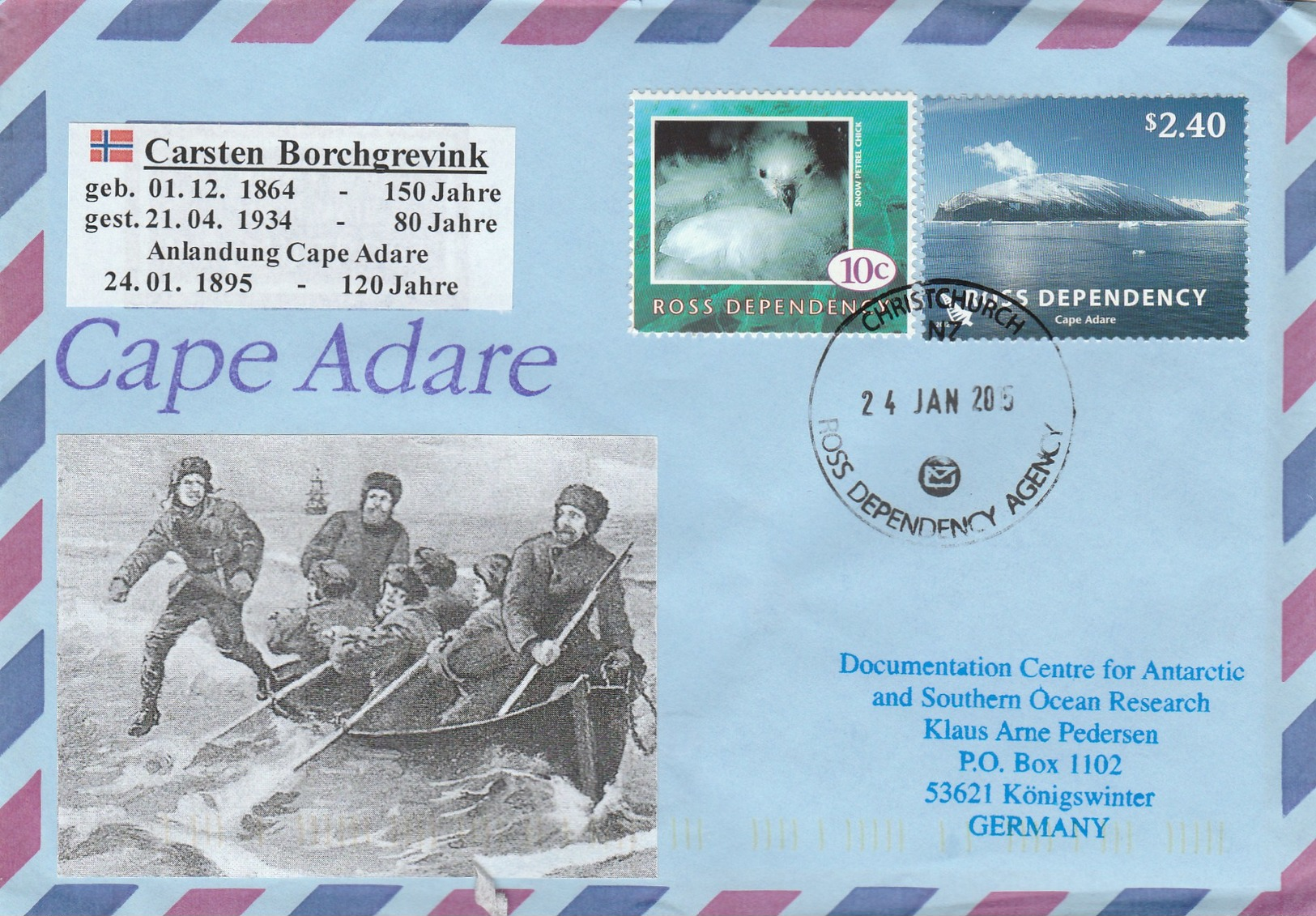 Cover Posted By Ross DeoendencyAgency24 Jan 2015 With Label"Carsten Borchgrevink"first Step At  "Cape Adare" - Explorateurs & Célébrités Polaires