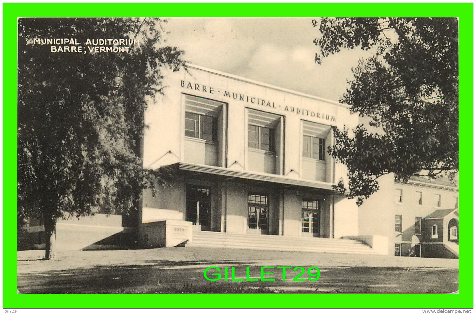 BARRE, VT - MUNICIPAL AUDITORIUM - PUB. BY THE COLLOTYPE CO - - Barre