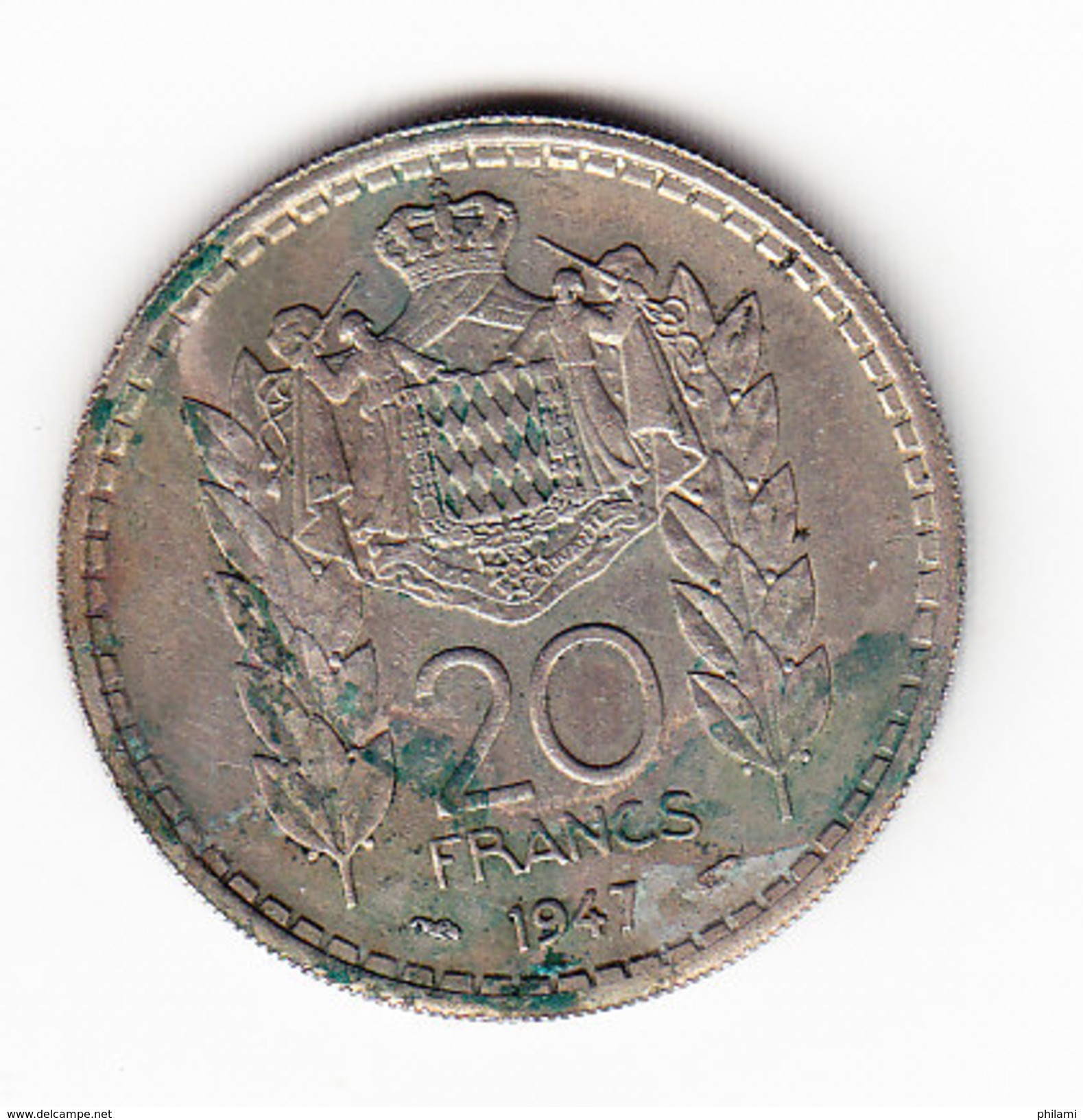 MONACO KM 124, 20 Fr, 1947. (4JP66) - 1922-1949 Louis II