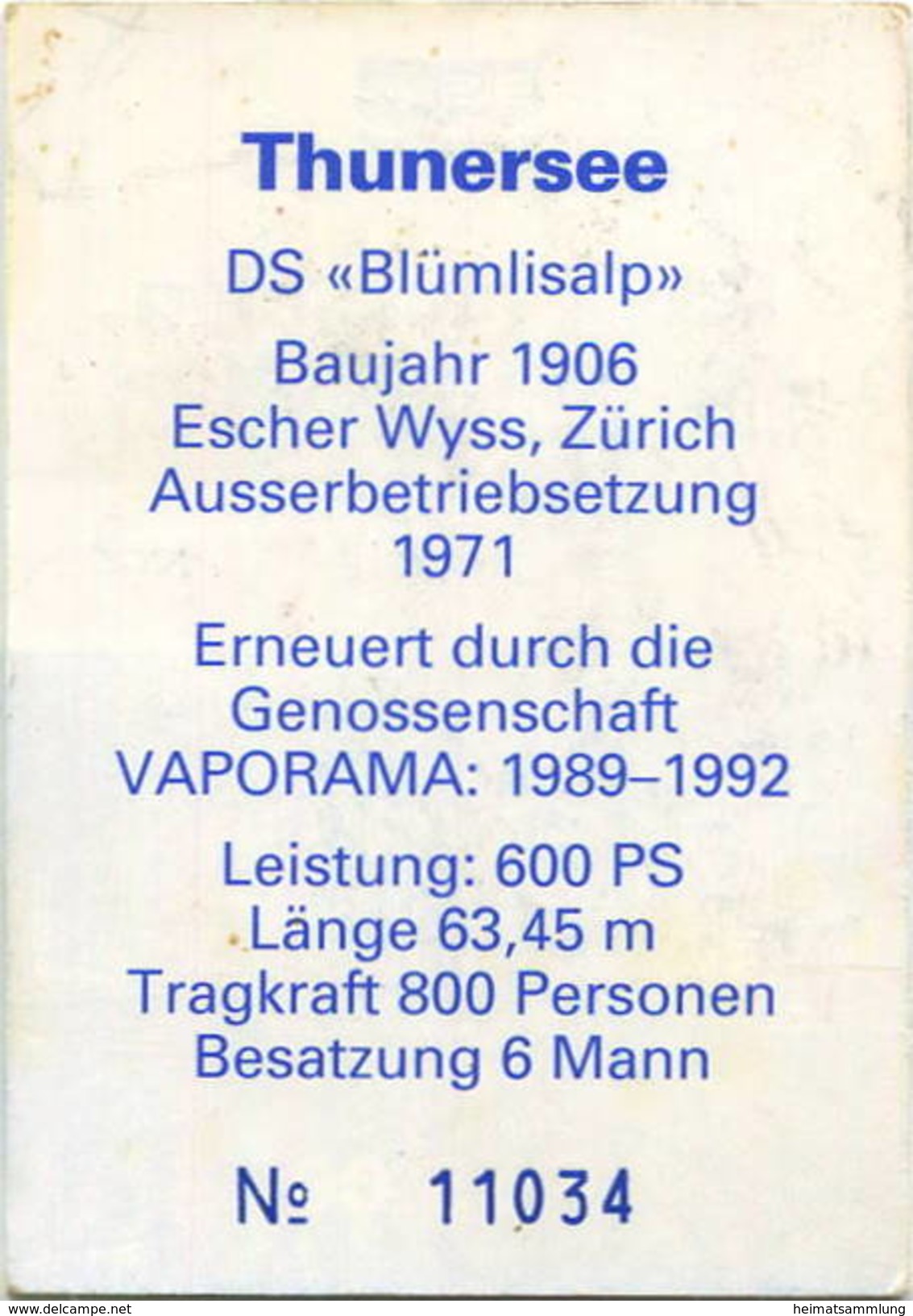 Schweiz - BLS - Thunersee - DS Blümlisalp - Dampfzuschlag - Europa