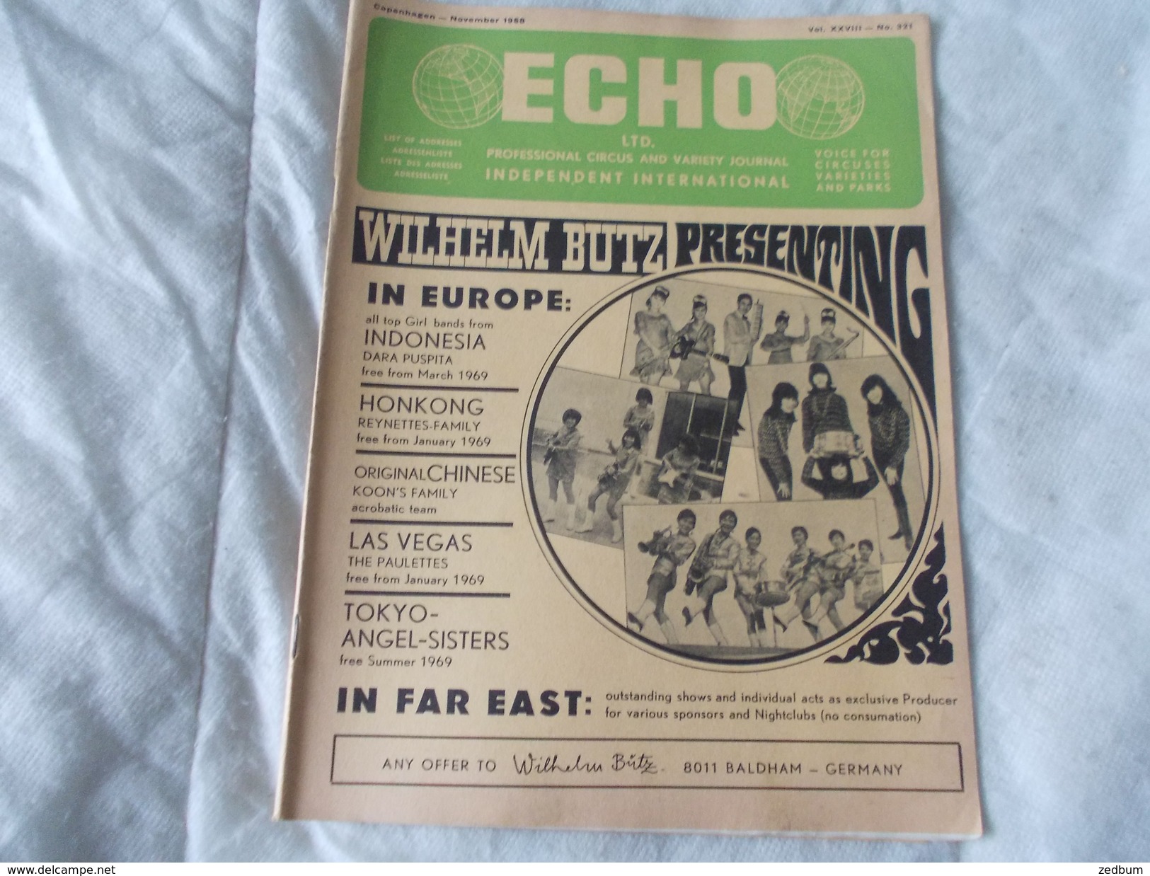 ECHO LTD Professional Circus And Variety Journal Independent International N° 321 November 1968 - Divertissement