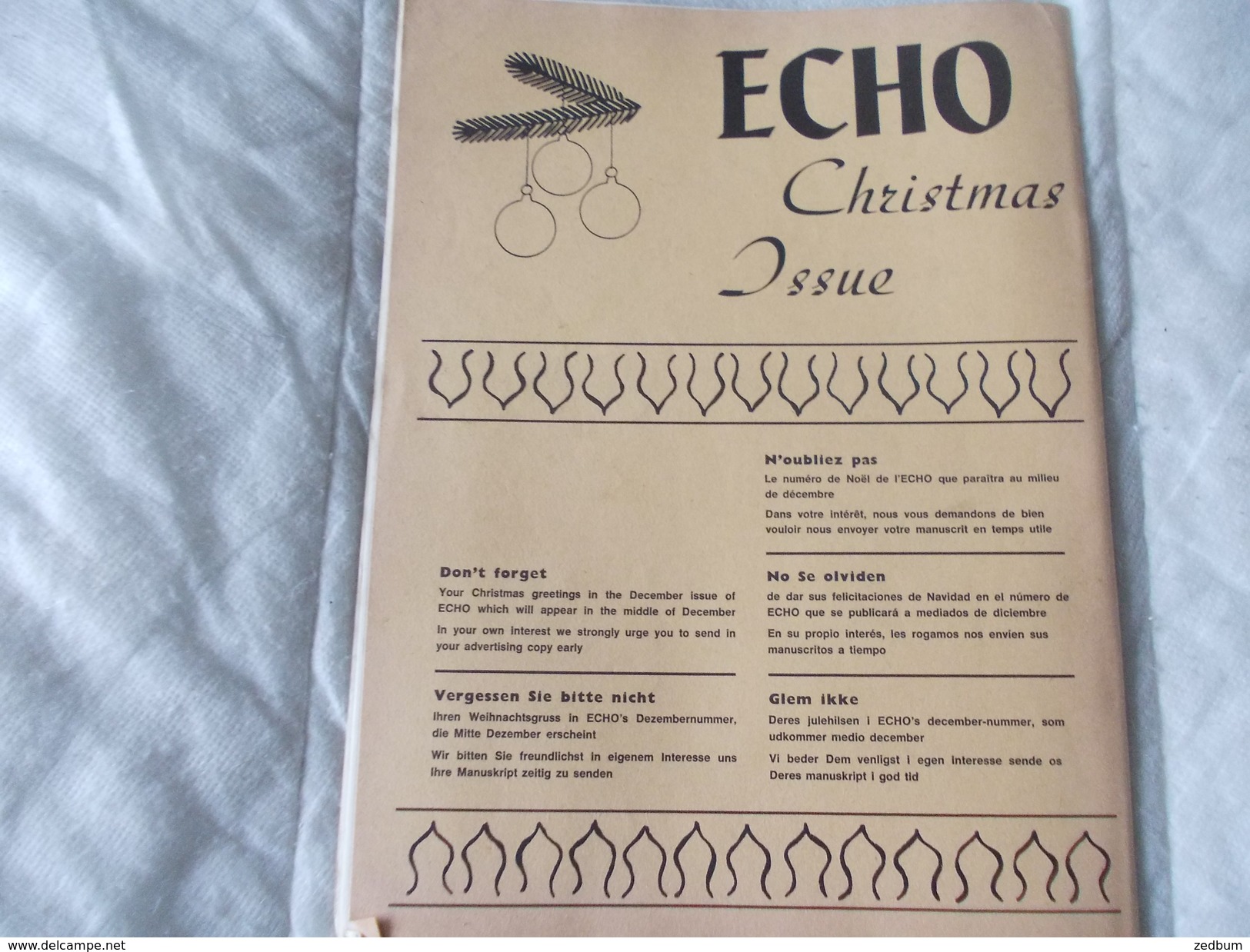 ECHO LTD Professional Circus And Variety Journal Independent International N° 321 November 1968 - Unterhaltung