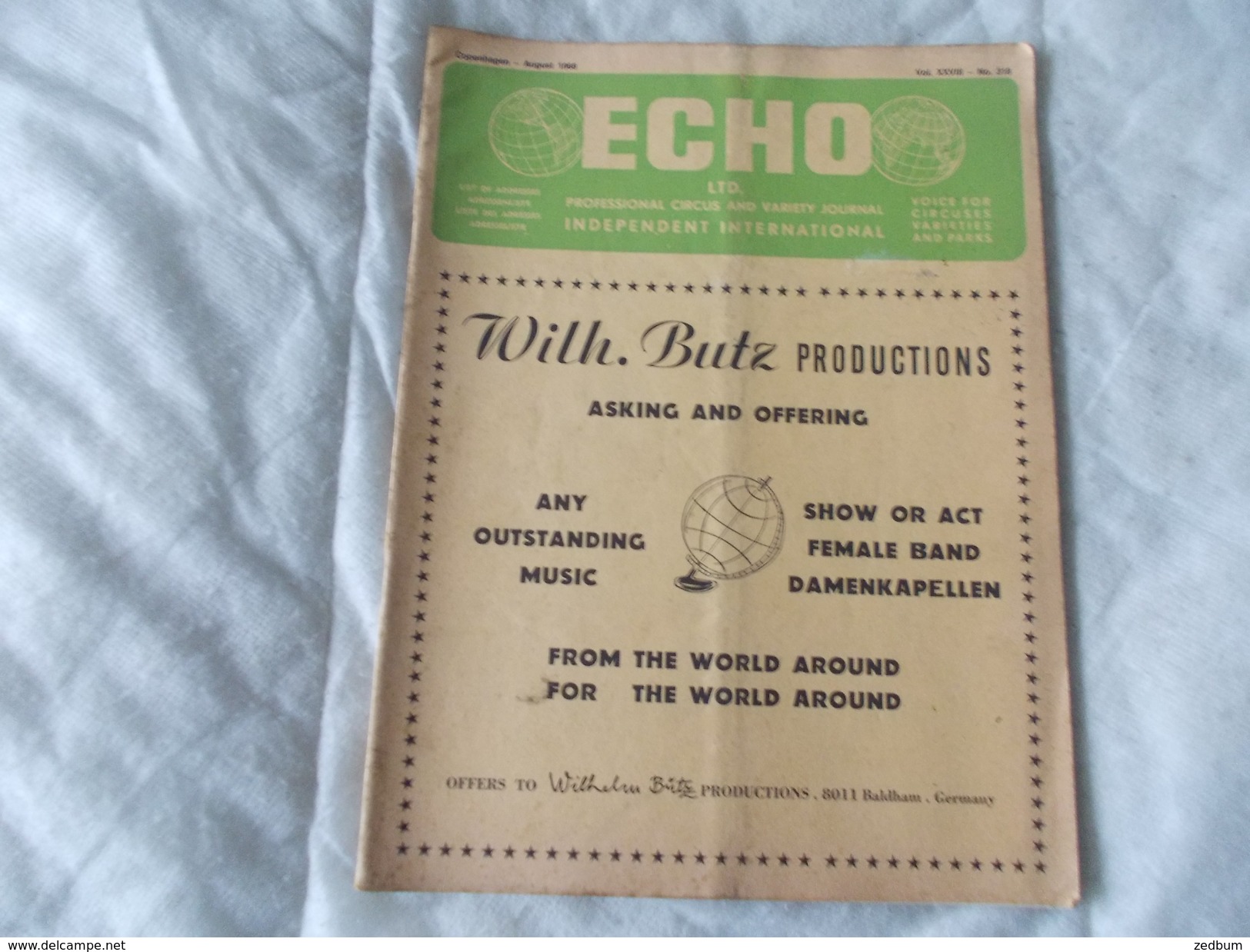 ECHO LTD Professional Circus And Variety Journal Independent International N° 318 August 1968 - Entretenimiento