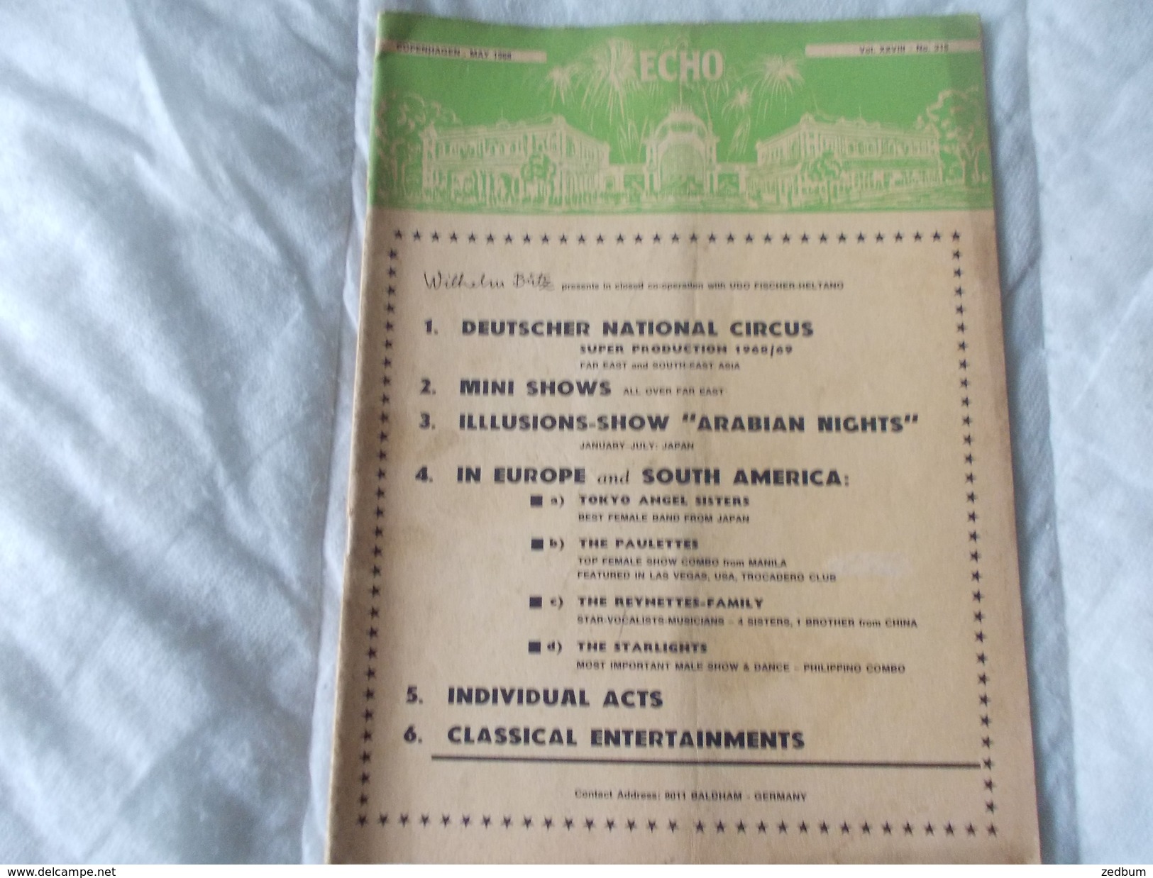 ECHO LTD Professional Circus And Variety Journal Independent International N° 315 May 1968 - Divertissement