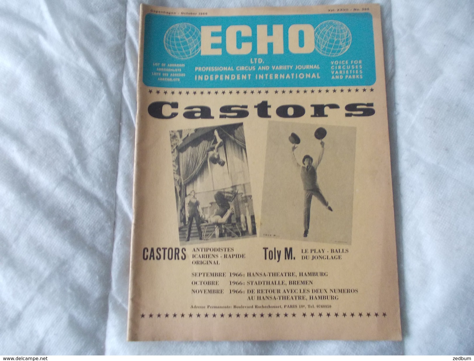 ECHO LTD Professional Circus And Variety Journal Independent International N° 296 October 1966 - Entertainment