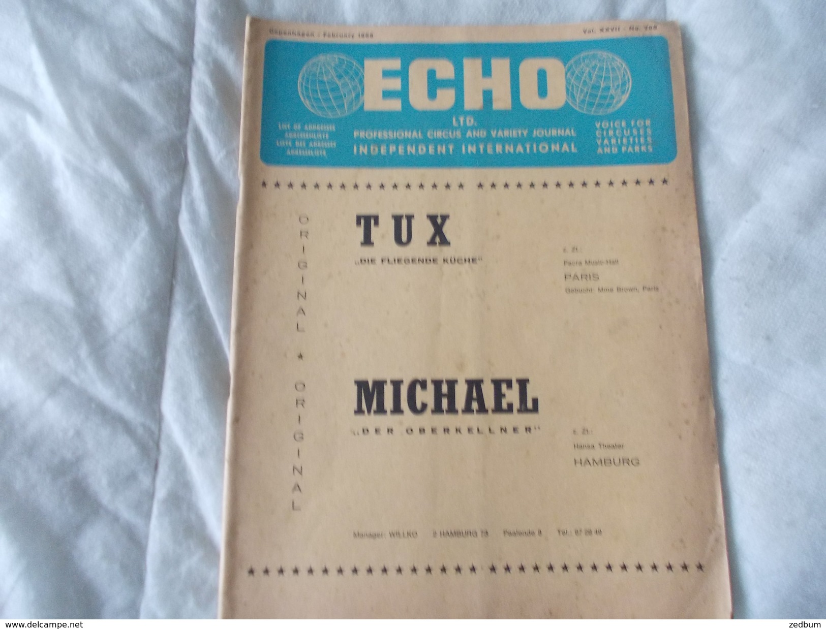 ECHO LTD Professional Circus And Variety Journal Independent International N° 288 February 1966 - Unterhaltung