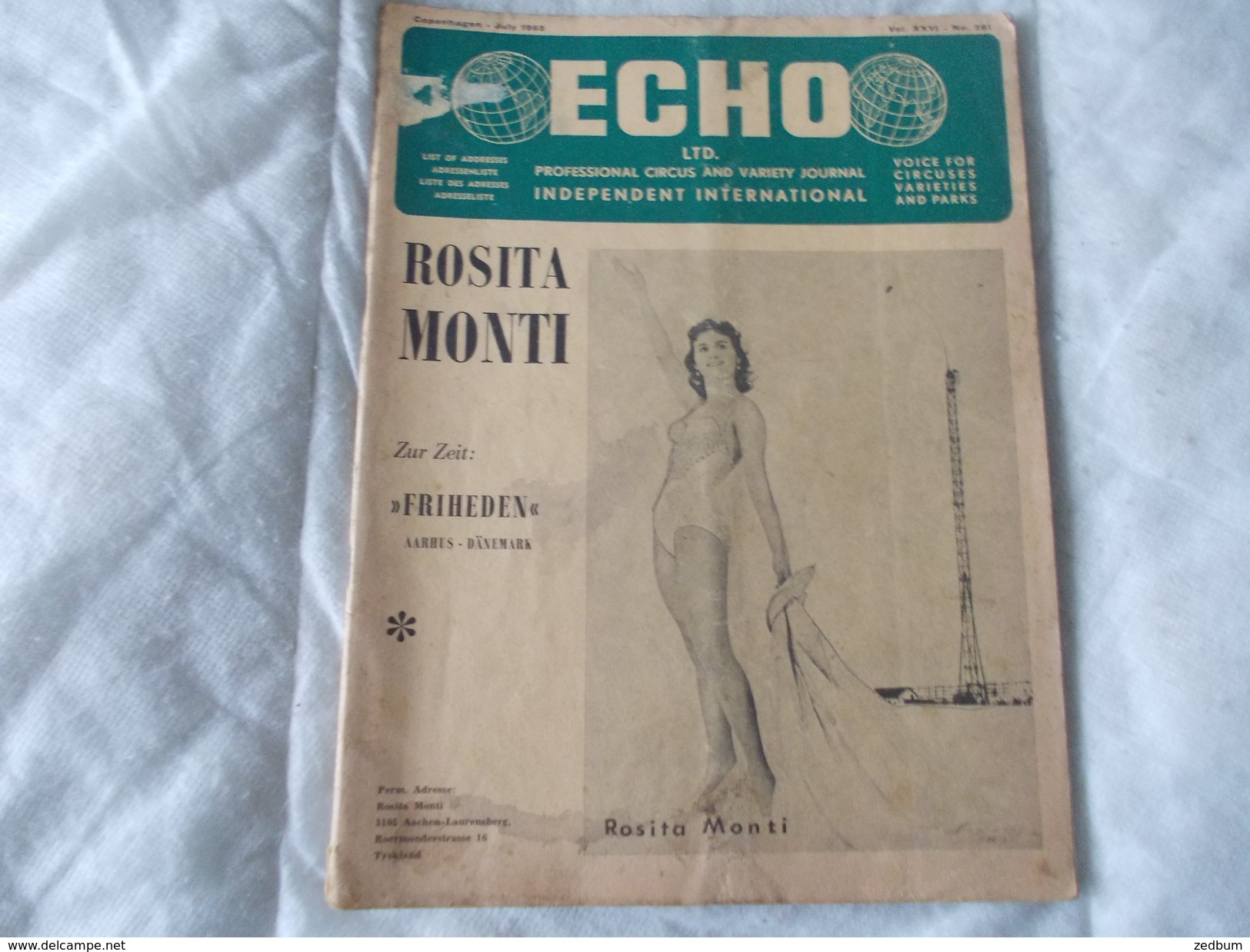 ECHO LTD Professional Circus And Variety Journal Independent International N° 281 July 1965 - Amusement