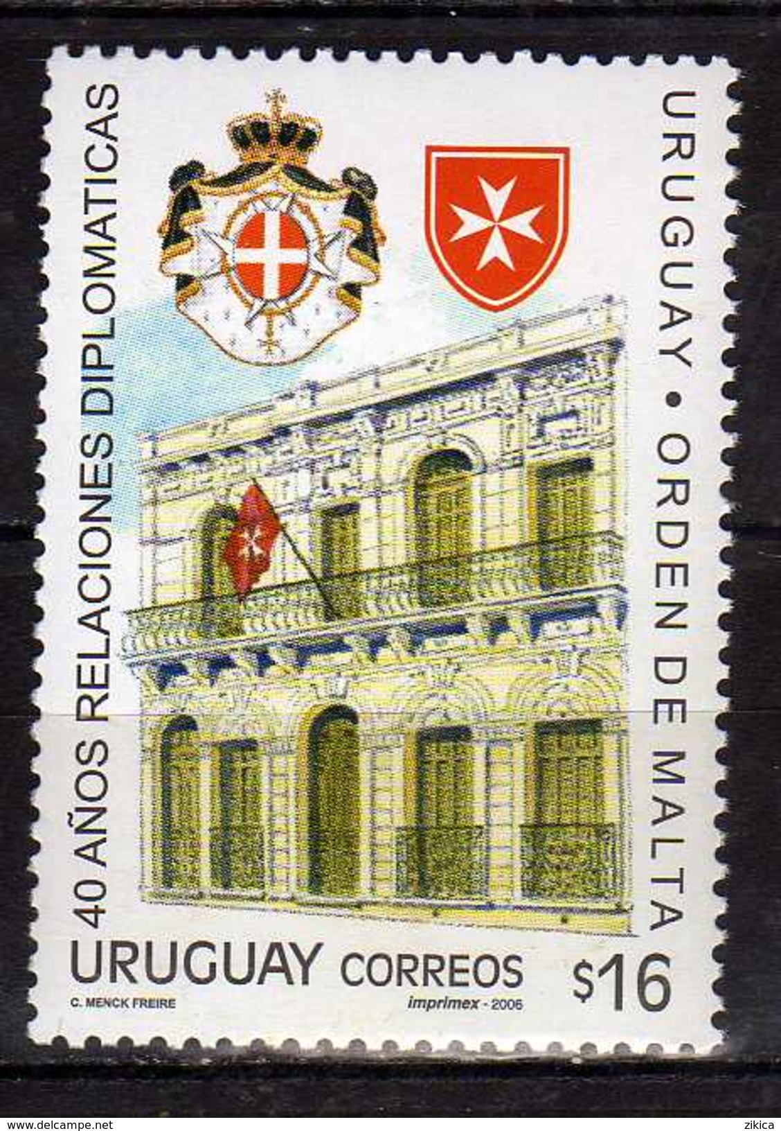 Uruguay 2006 Diplomatic Relations Between Uruguay And The Order Of Malta.MNH - Uruguay