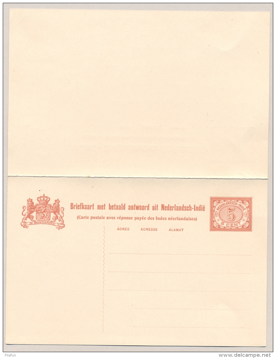 Nederlands Indië - 1908 - 5+5 Cent Vürtheim Met Scheidingslijn, Briefkaart G18 H&G A18 Ongebruikt / Unused - Nederlands-Indië
