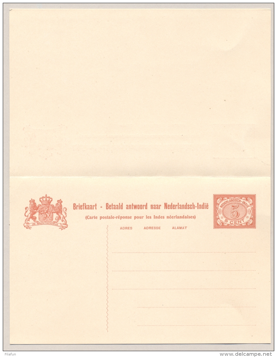 Nederlands Indië - 1908 - 5+5 Cent Vürtheim Met Scheidingslijn, Briefkaart G18 H&G A18 Ongebruikt / Unused - Niederländisch-Indien