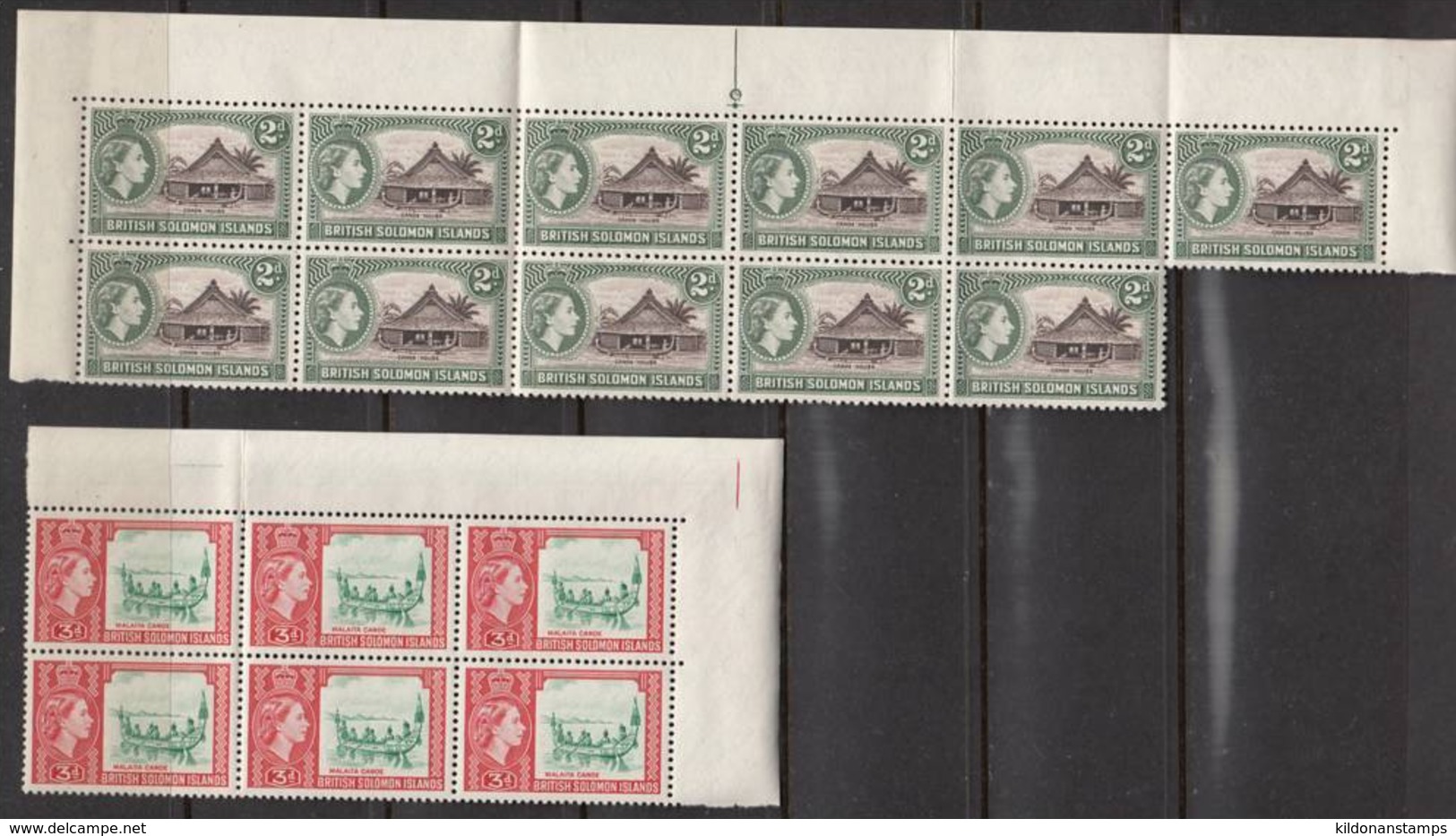 British Solomon Islands 1956-60, Mint No Hinge, Corner Strips, Sc# 90-93, SG 83-85,87 - British Solomon Islands (...-1978)