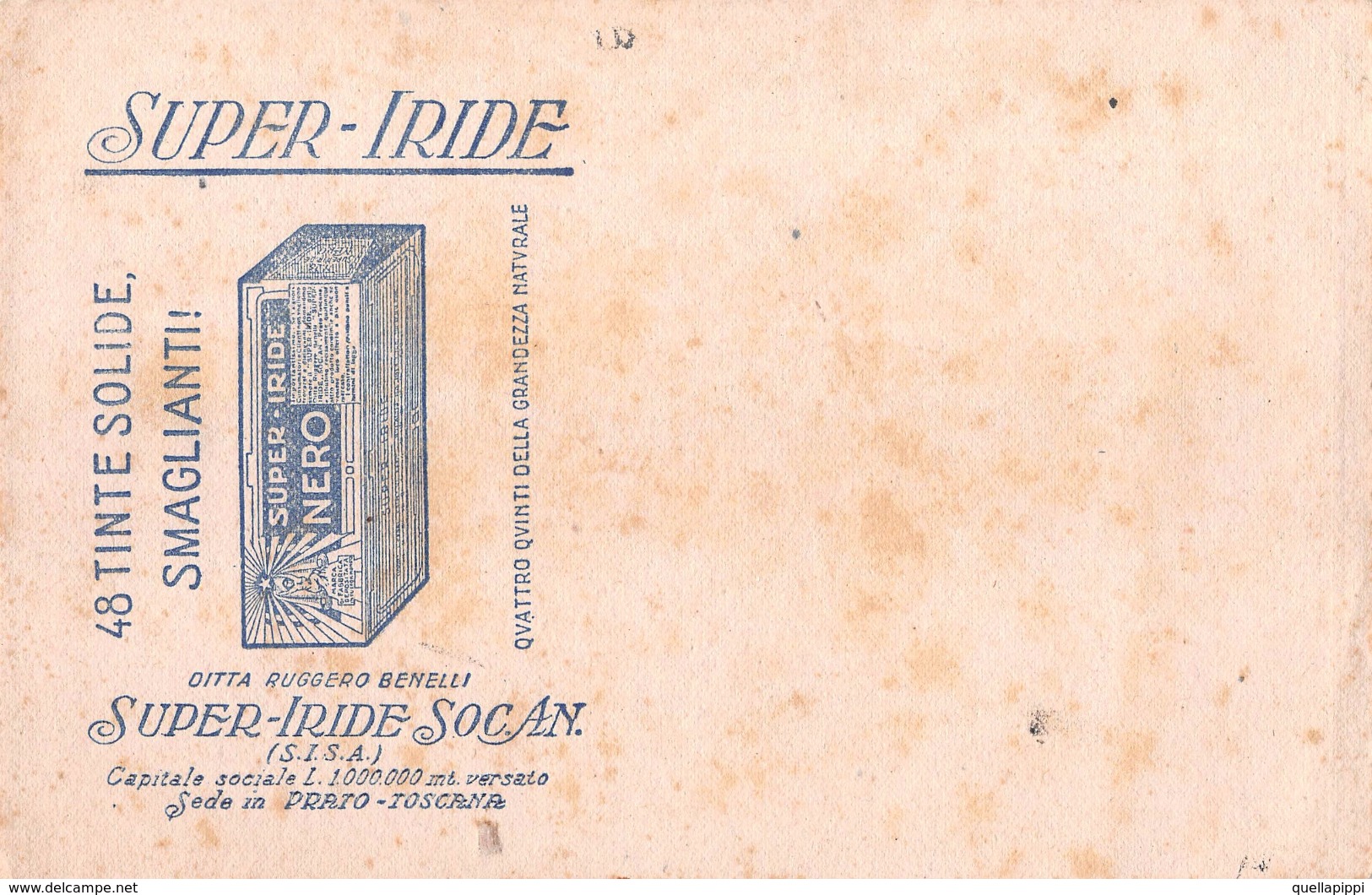 05653 "SUPER IRIDE - 48 TINTE SOLIDE SMAGLIANTI DITTA RUGGERO BENELLI  SUPER IRIDE SOC. AN. (S.I.S.A.) - PRATO"  ORIGIN. - Vestiario & Tessile