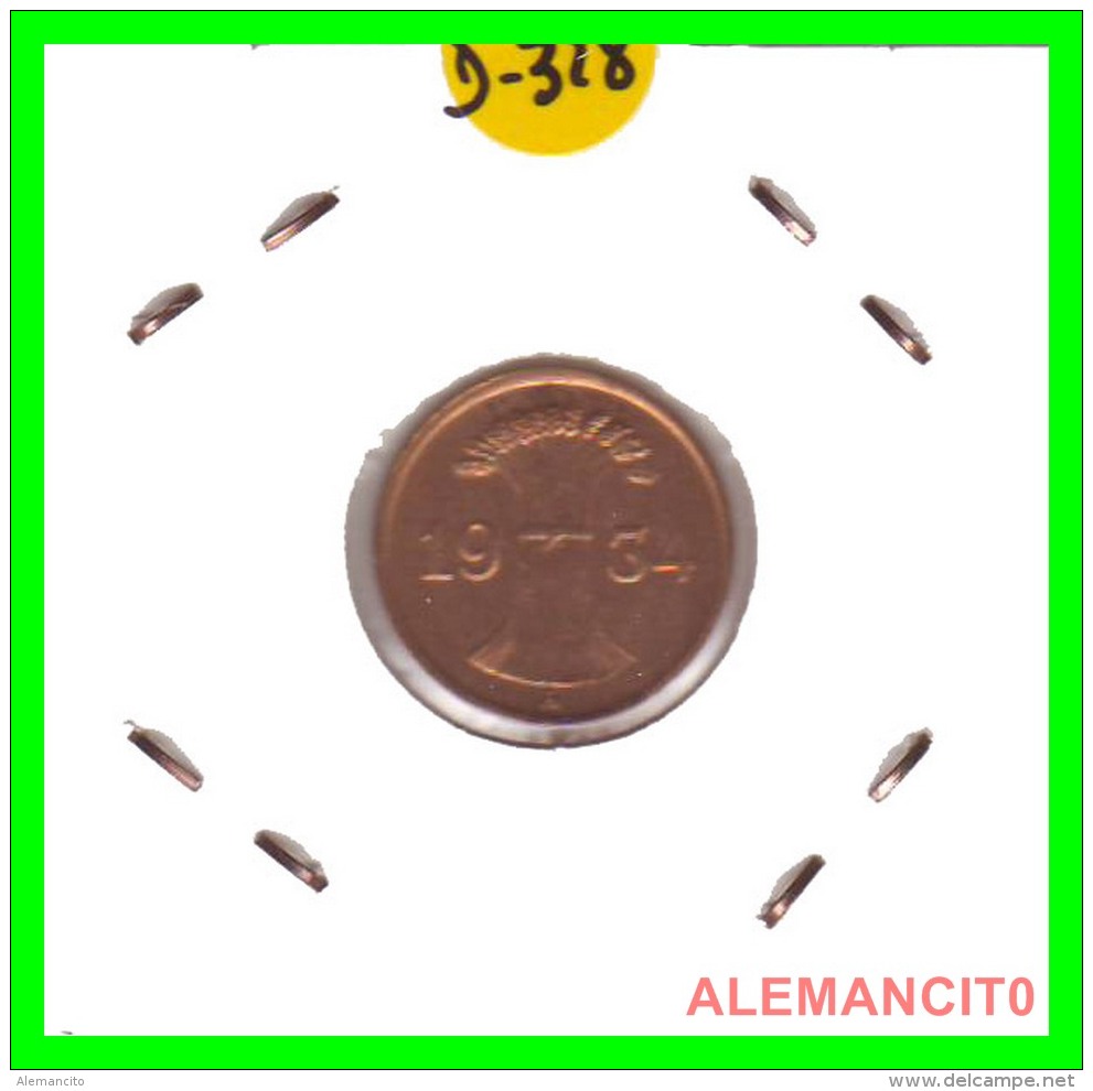 GERMANY  -   MONEDA  DE  1- REICHSPFENNIG  AÑO 1934.A   Bronze - 1 Rentenpfennig & 1 Reichspfennig