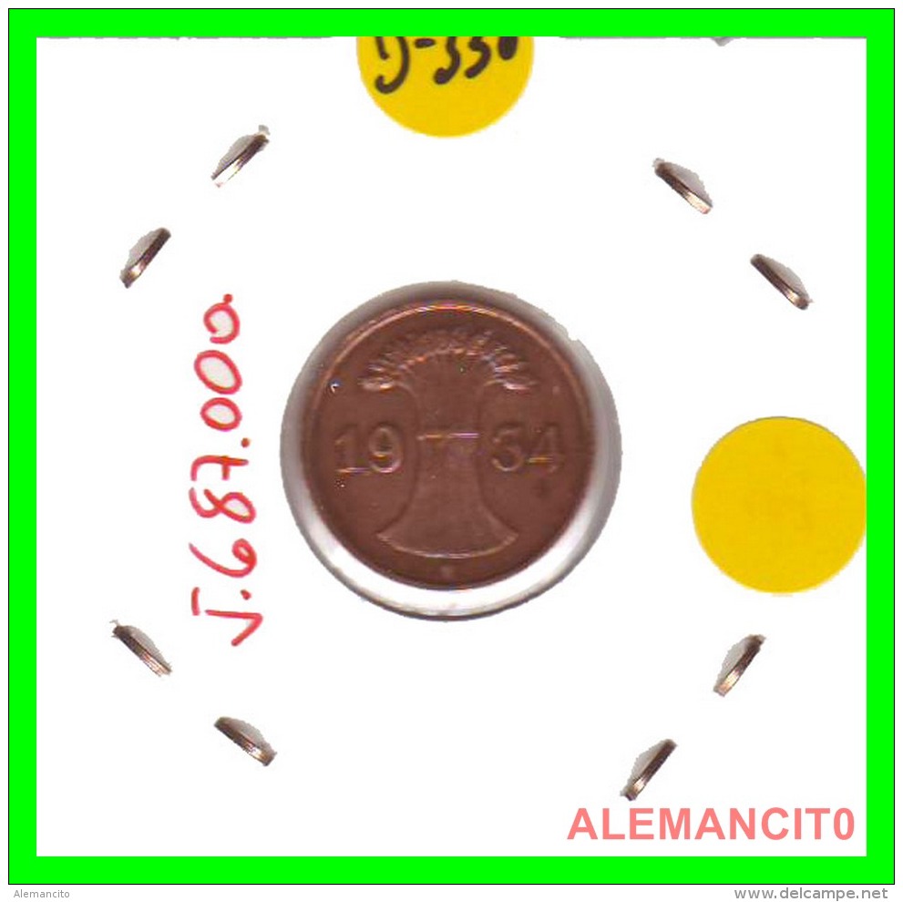 GERMANY  -   MONEDA  DE  1- REICHSPFENNIG  AÑO 1934 E   Bronze - 1 Rentenpfennig & 1 Reichspfennig