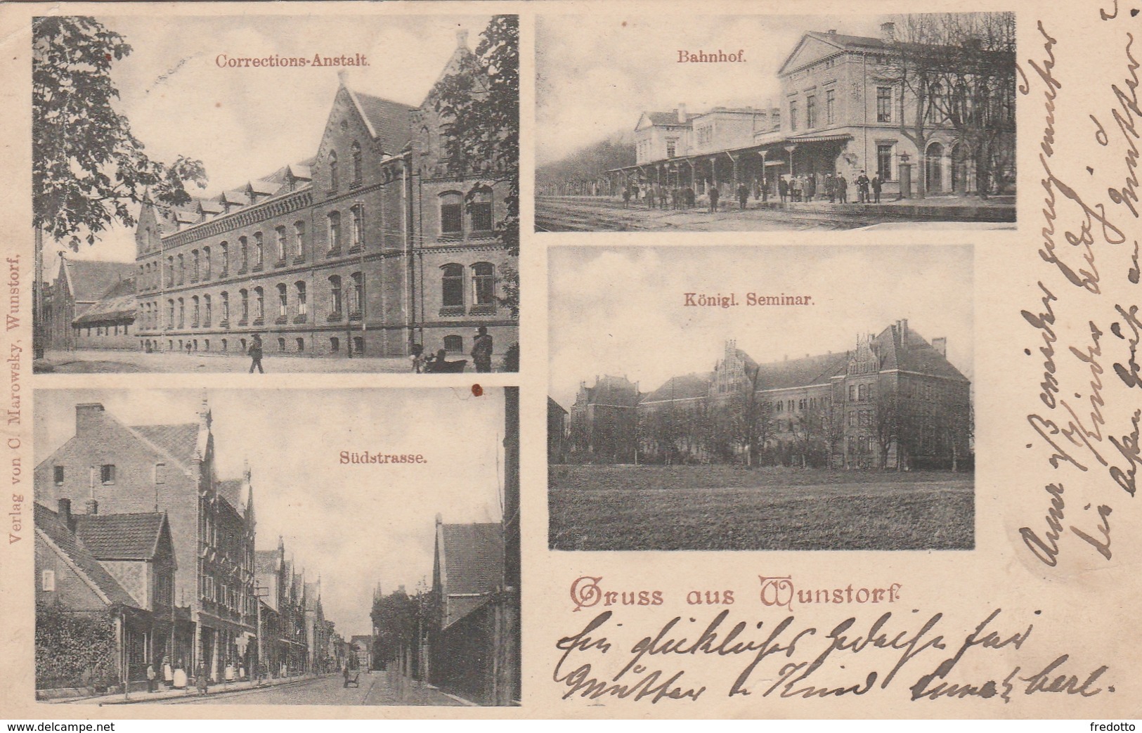 Gruss Aus Wunstorf.-Bahnhof-Südstrasse-König.Seminar-Corrections Anstalt.1899 - Wunstorf