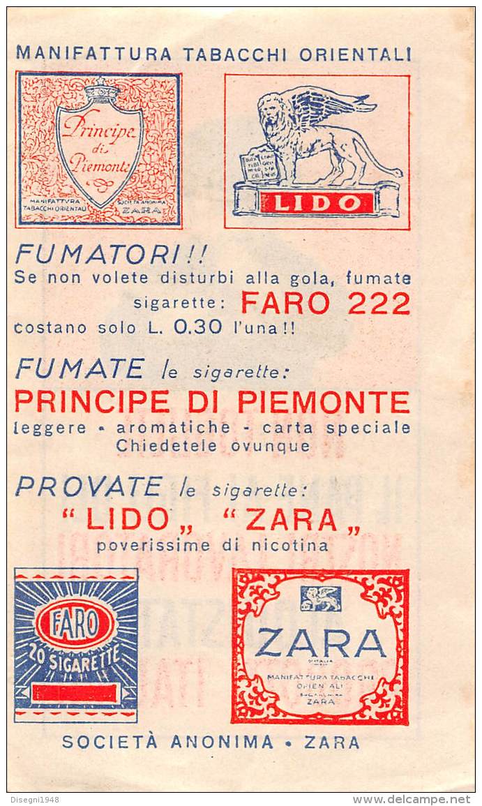 06711 "MANIFATTURA TABACCHI ORIENTALI S.A. ZARA - NON TOGLIETE IL PANE AI FIGLI DEI NOSTRI LAVORATORI......." ORIG. - Objetos Publicitarios