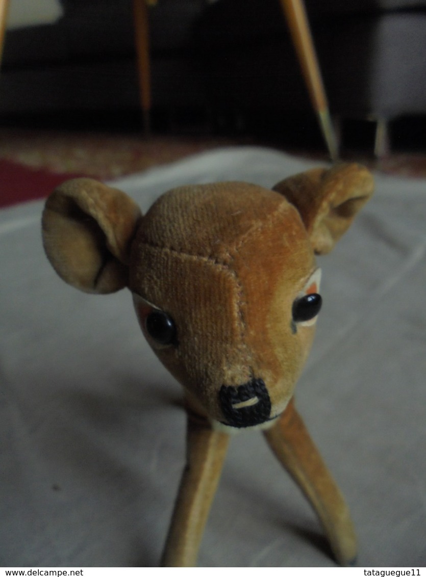 Ancien - Petit Faon "Bambi" En Peluche Années 50 Allemagne - Knuffels