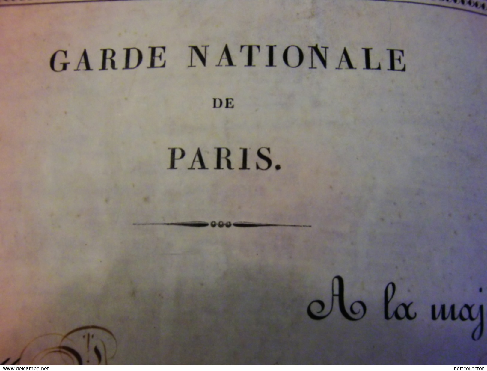 DOCUMENT 1846 GARDE NATIONAL DE PARIS / COMPAGNIE DE CHASSEURS - Marques D'armée (avant 1900)