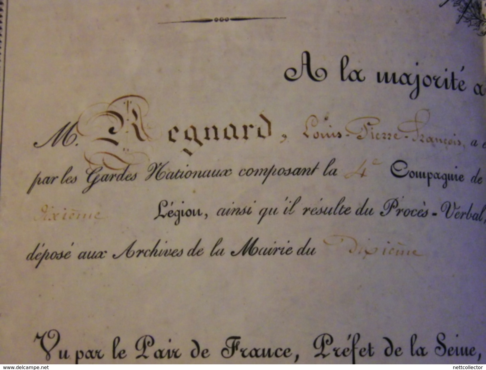 DOCUMENT 1846 GARDE NATIONAL DE PARIS / COMPAGNIE DE CHASSEURS - Marques D'armée (avant 1900)