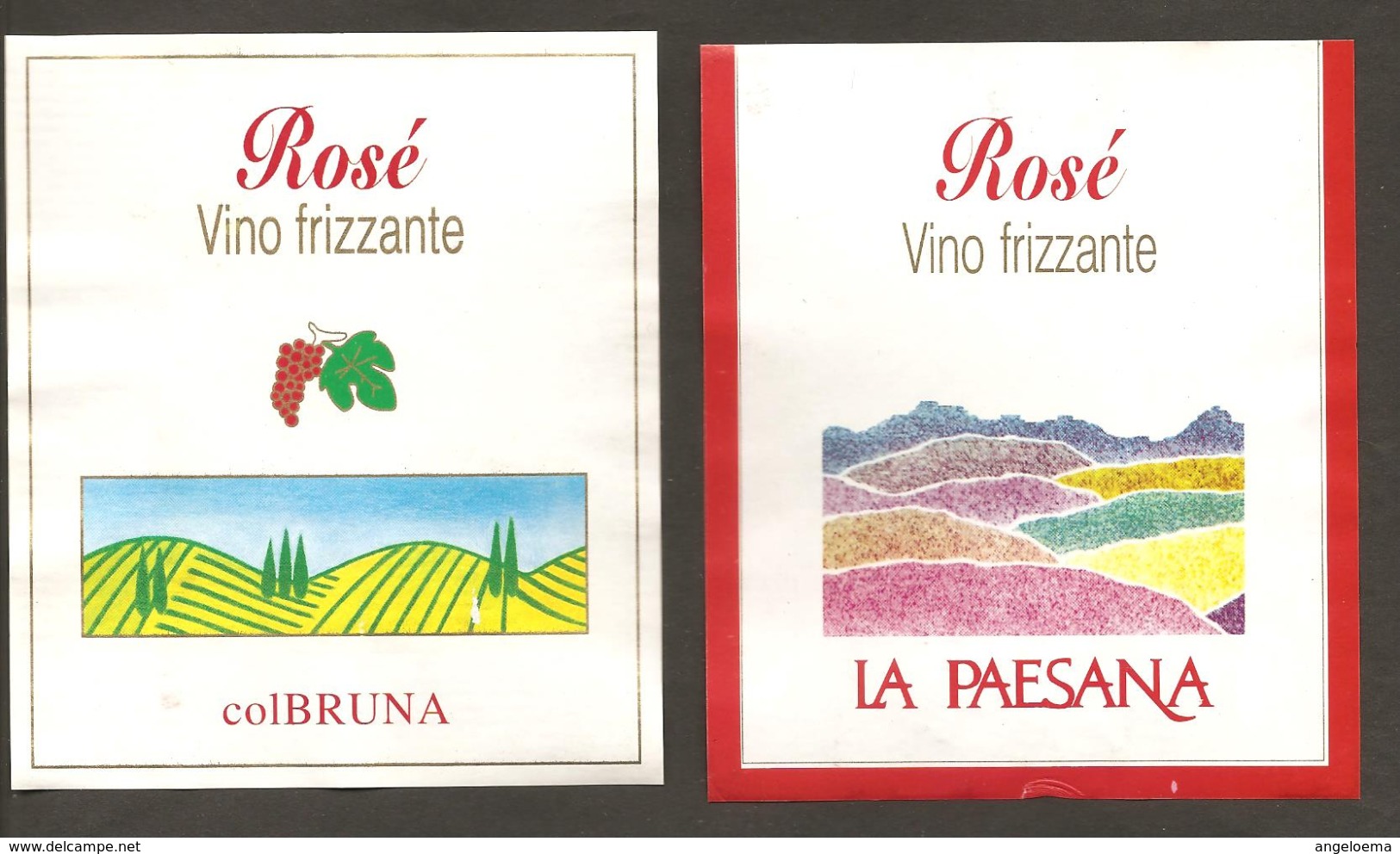 ITALIA - 2 Etichette Vino PINOT ROSE' Cantine COLBRUNA E LA PAESANA Rosato Del VENETO - Vino Rosato