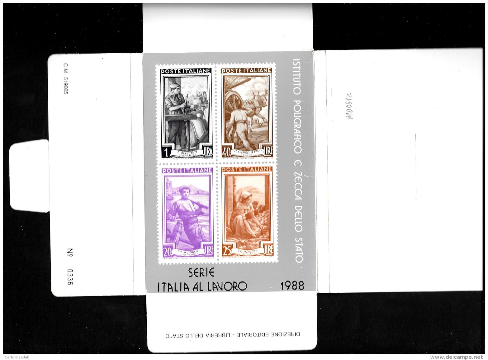 [MD0812] CPM - SERIE COMPLETA DI 19 CARTOLINE + FOGLIETTO IN COFANETTO - ITALIA AL LAVORO- N° 0336 - NV - Francobolli (rappresentazioni)