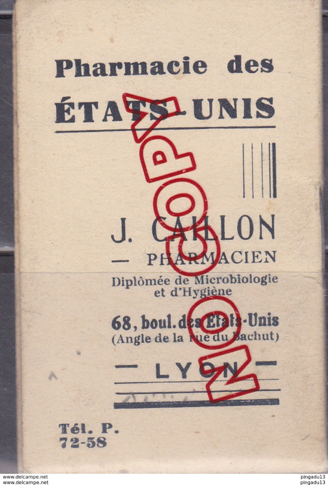 Au Plus Rapide Calendrier Mémento Publicitaire Année 1937 Lyon Pharmacie Des Etats-Unis Chat - Klein Formaat: 1921-40