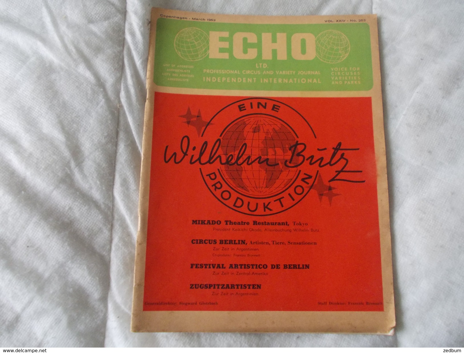 ECHO LTD Professional Circus And Variety Journal Independent International N° 253 March 1963 - Unterhaltung