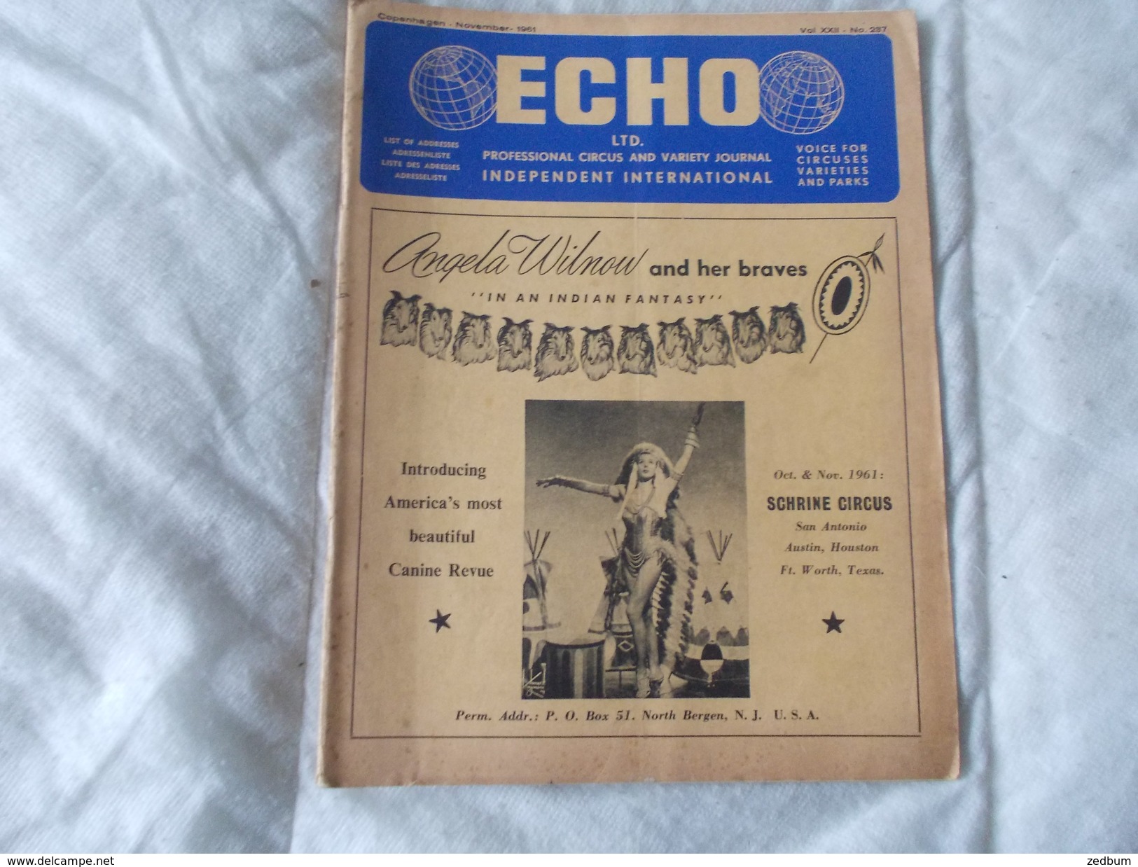 ECHO LTD Professional Circus And Variety Journal Independent International N° 237 November 1961 - Entertainment