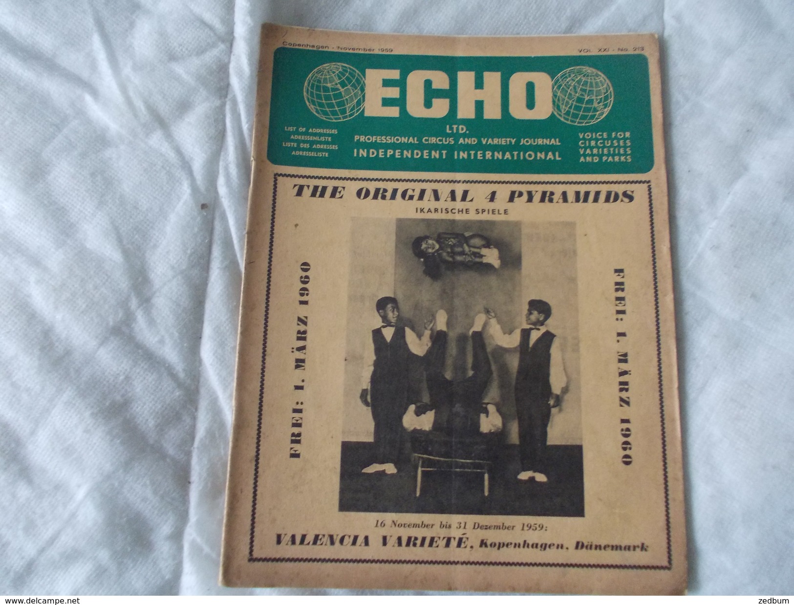 ECHO LTD Professional Circus And Variety Journal Independent International N° 213 November 1959 - Unterhaltung