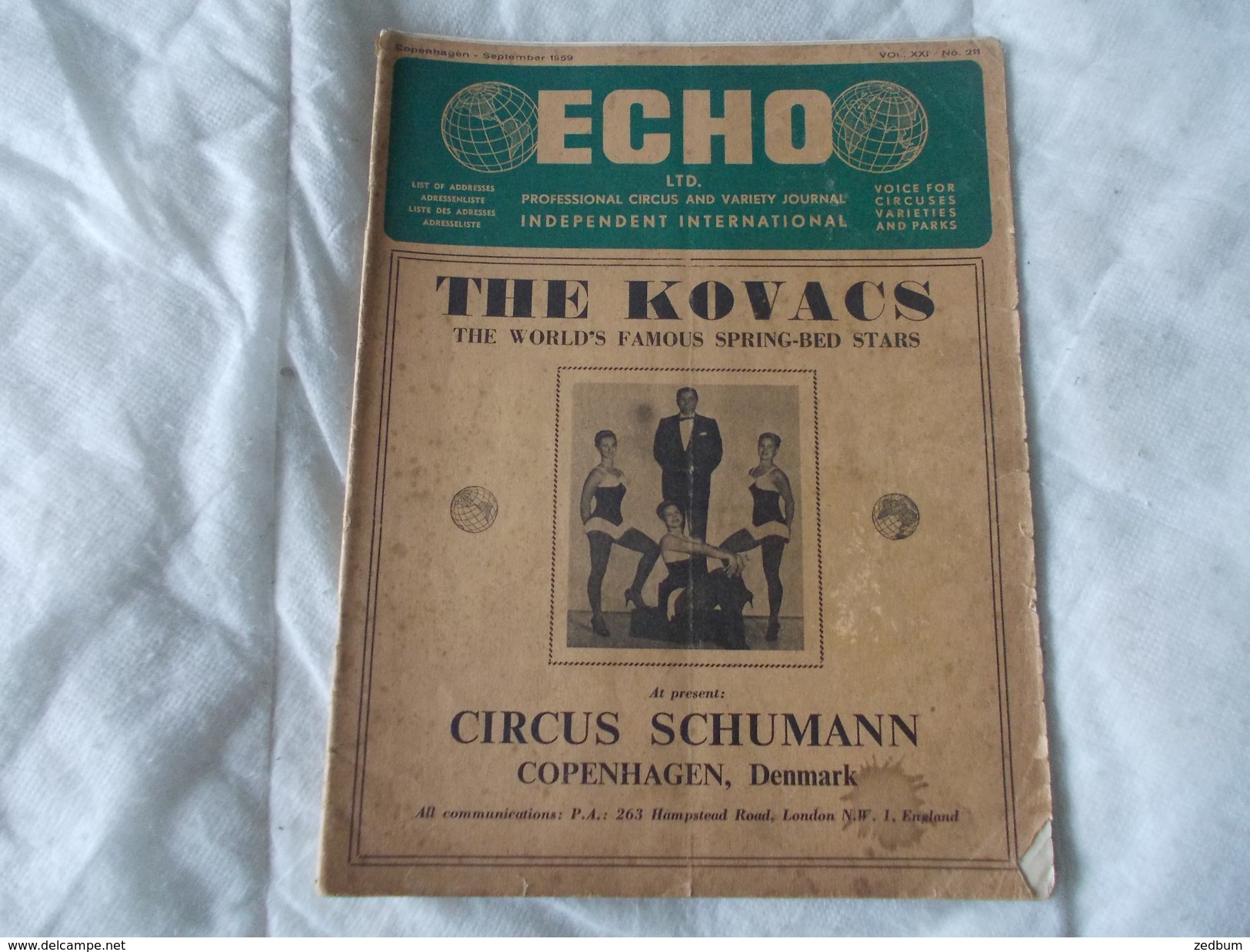 ECHO LTD Professional Circus And Variety Journal Independent International N° 211 September 1959 - Divertimento