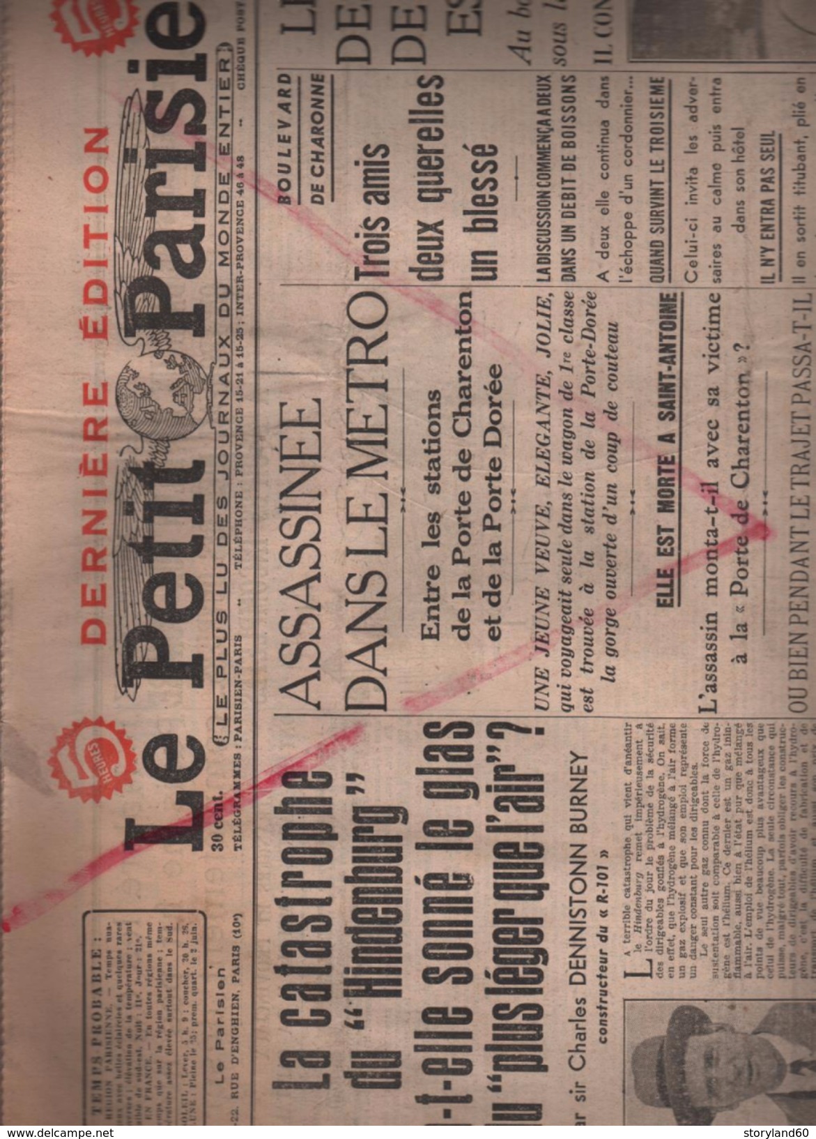 Authentique Le Petit Journal Du 17 Mai 1937 , Article Sur Hindenburg , Première Et Deuxième Page , Lz 129 - Automobile & Transport