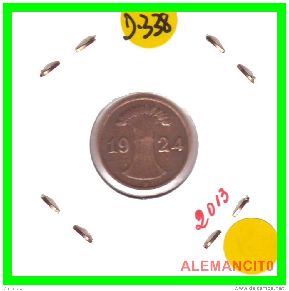 GERMANY  -   MONEDA  DE  1- REICHSPFENNIG  AÑO 1924.F  Bronze - 1 Rentenpfennig & 1 Reichspfennig