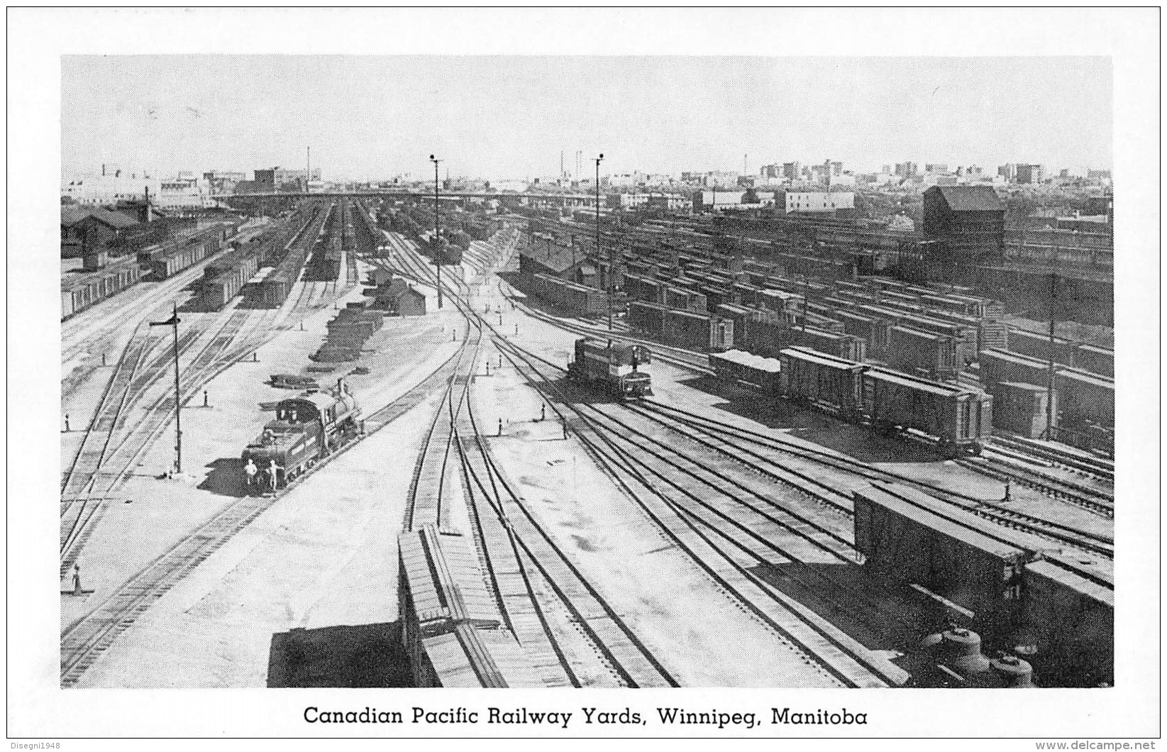 06714  "CANADIAN PACIFIC RAILWAY YARDS, WINNIPEG, MANITOBA" RAILWAYS AND TRAINS. CART. ILL. ORIG. NON SPED. - Winnipeg