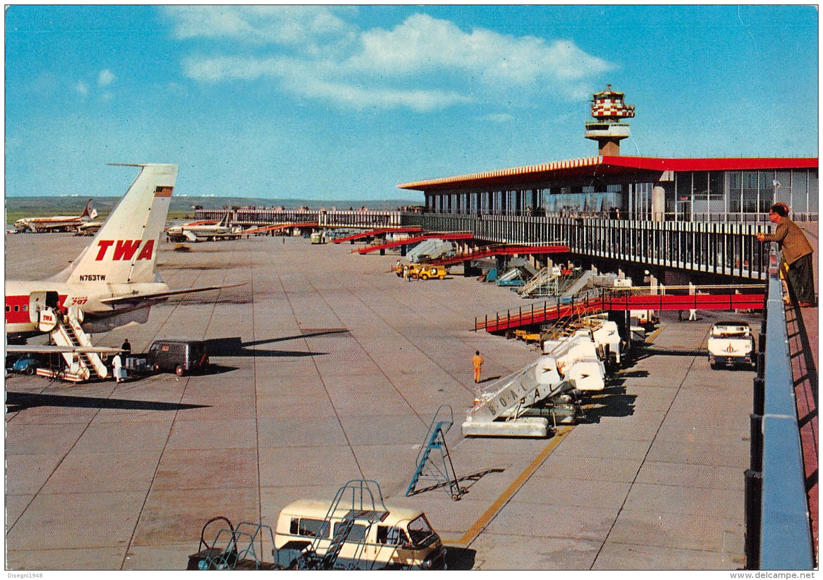 06724 "FIUMICINO - AEROPORTO INTERNAZIONALE DI ROMA LEONARDO DA VINCI "  ANIMATA. CART. ILL. ORIG. SPED. 1965 - Fiumicino