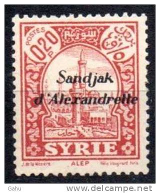 Syrie ; Sandjak D'Alexandrette ;Mth; 1938; N° Y: 2 ; Neuf  ; " Alep " ;cote Y : 1.30 E. - Sonstige & Ohne Zuordnung
