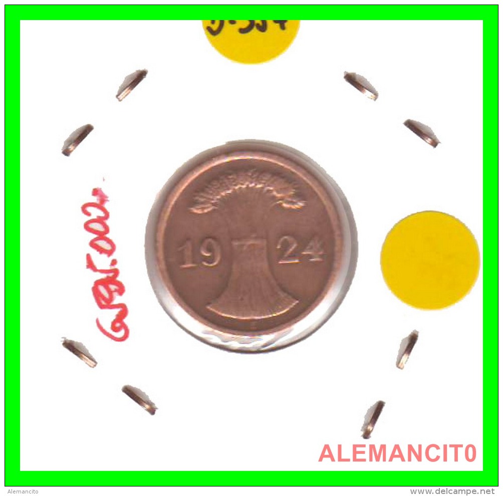 GERMANY - MONEDA DE 2- RENTENPFENNIG AÑO 1924 E  Bronze - 2 Rentenpfennig & 2 Reichspfennig