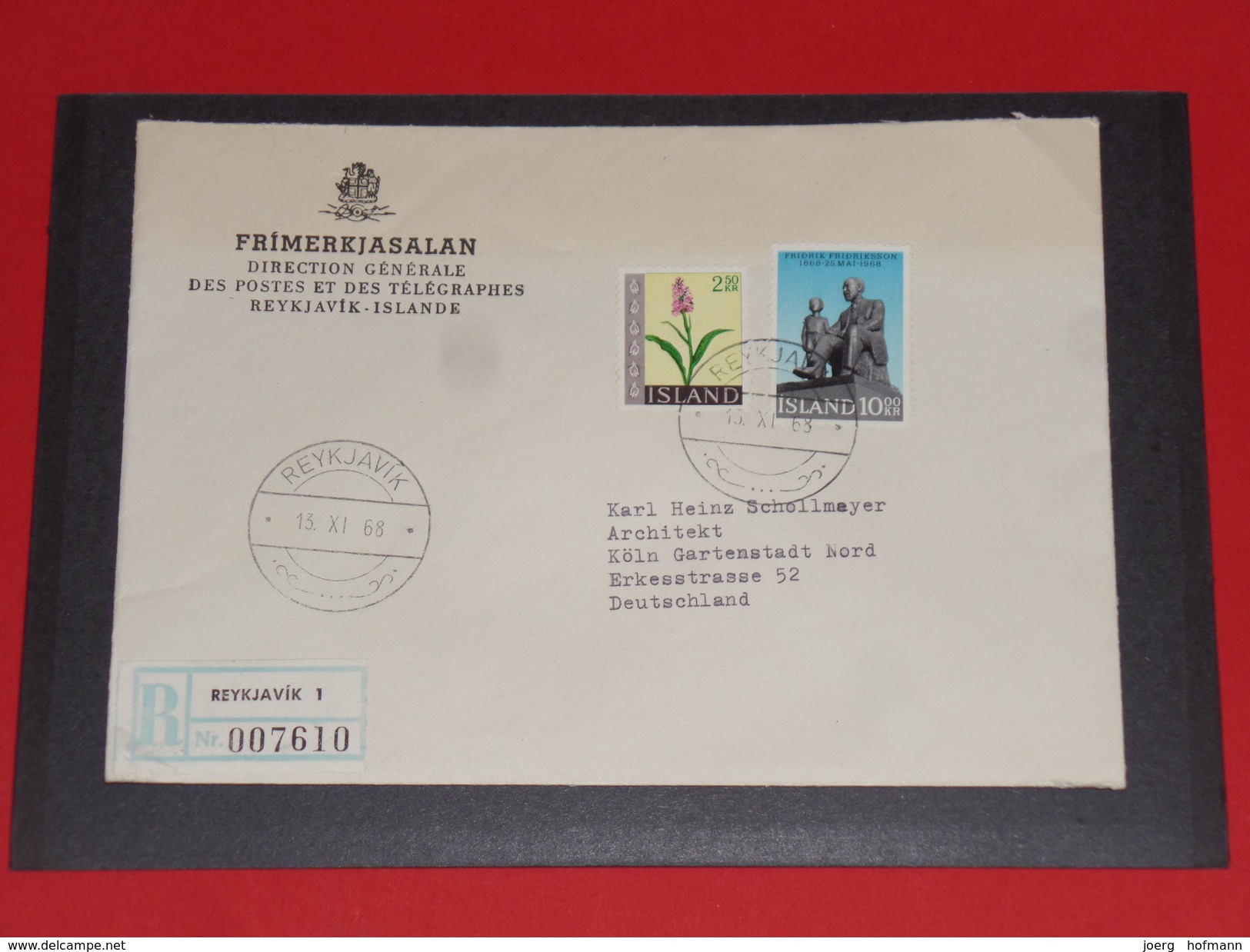 Island Iceland  FDC  Einschreiben Registered Envelope 1968 Reykjavik UIT Blume Flower - Covers & Documents