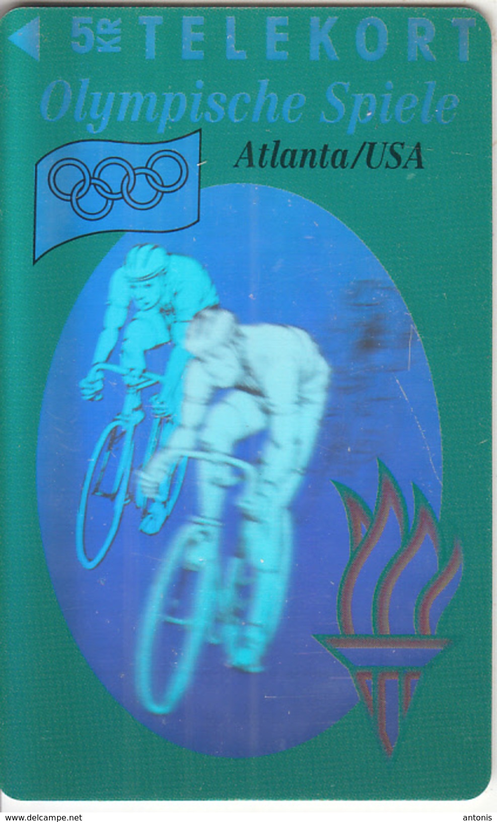 DENMARK - Atlanta 1996 Olympics, Cycling(3D Card), Tirage 11000, 08/93, Mint - Jeux Olympiques