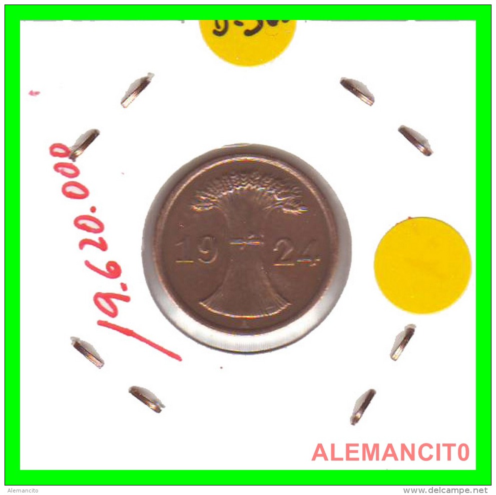 GERMANY - MONEDA DE 2- REICHSPFENNIG AÑO 1924 A Bronze - 2 Rentenpfennig & 2 Reichspfennig