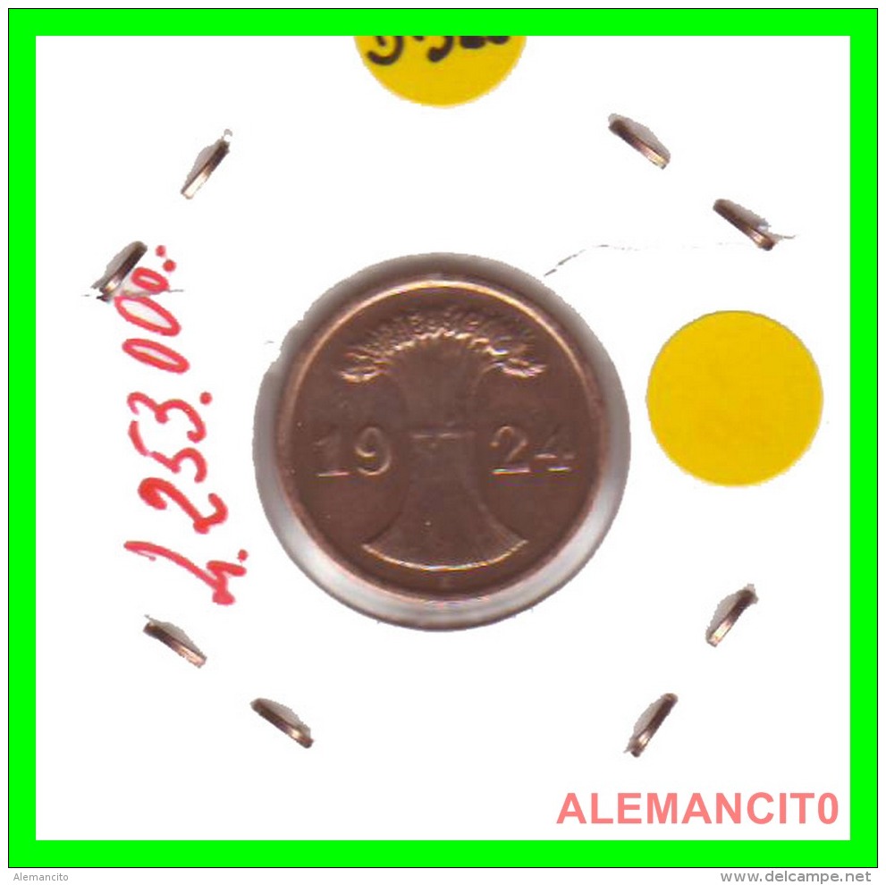 GERMANY - MONEDA DE 2- REICHSPFENNIG AÑO 1924 E  Bronze - 2 Renten- & 2 Reichspfennig