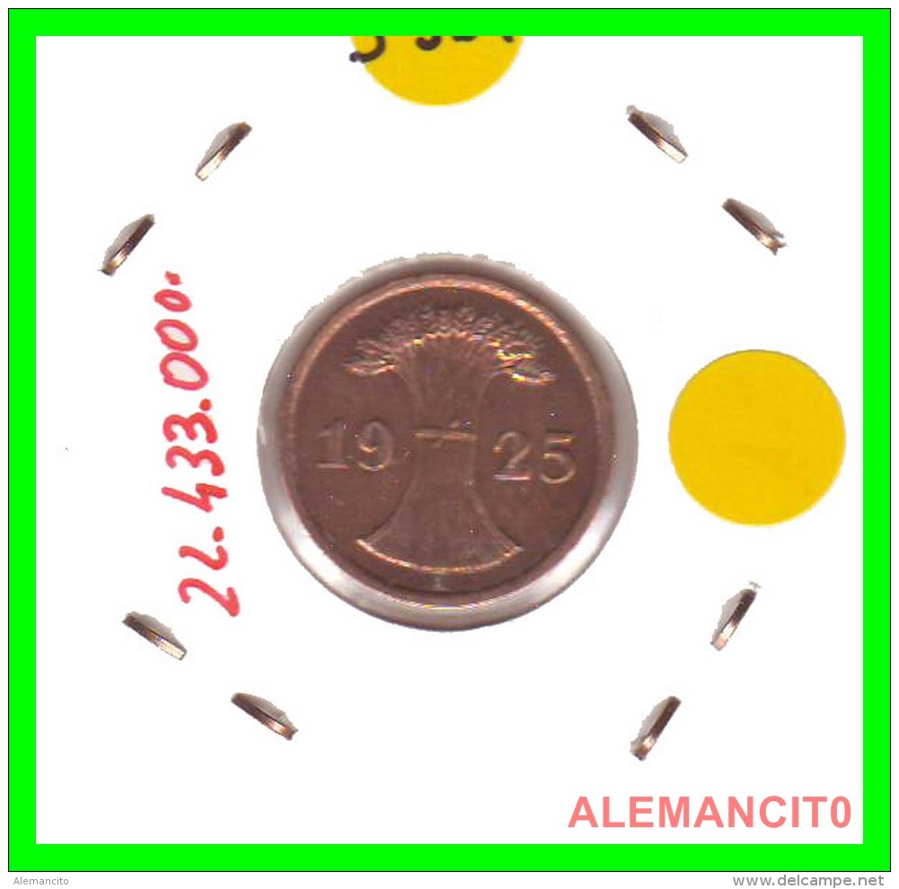 GERMANY - MONEDA DE  2- REICHSPFENNIG AÑO 1925 A  Bronze - 2 Rentenpfennig & 2 Reichspfennig