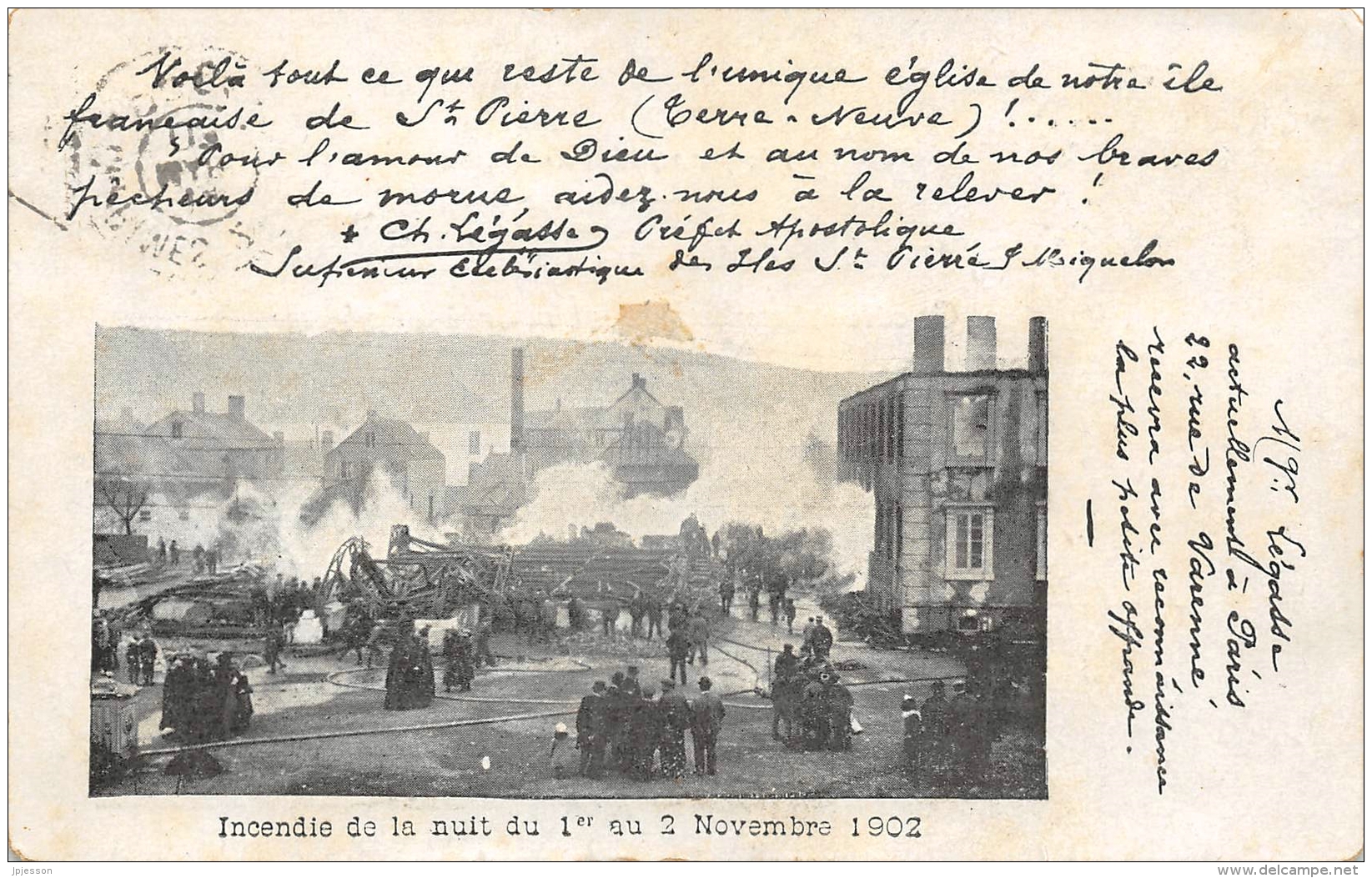 SAINT PIERRE ET MIQUELON  EGLISE DE SAINT PIERRE  INCENDIE DE LA NUIT DU 1° AU 2 NOVEMBRE 1902 - Saint-Pierre-et-Miquelon