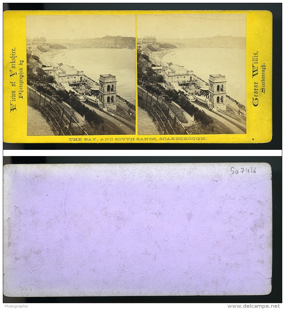North Yorkshire Scarborough La Baie Anciennne Photo Stereo George Willis 1870 - Stereoscopic